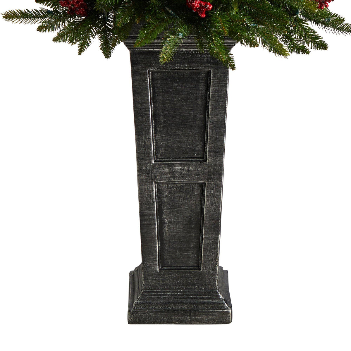 Christmas Tree 4 ft pre-lit glittered on pedestal with multicolored LED lights on Tampa Home & Garden Store
