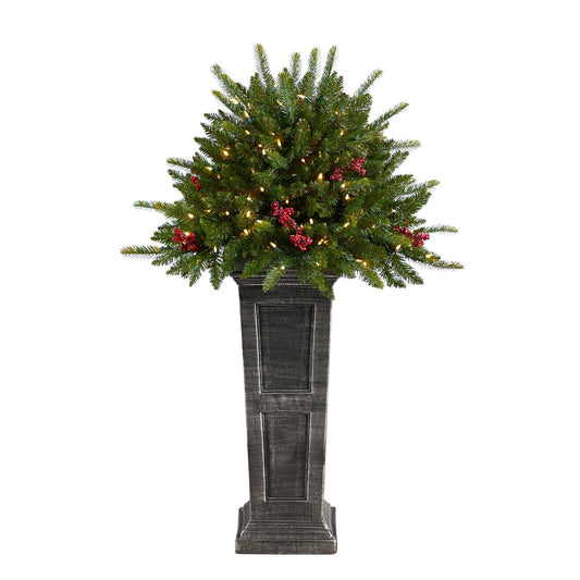 Christmas Tree Nearly Natural 4' pre-lit glittered with 150 multicolored LEDs on pedestal on Tampa Home & Garden Store