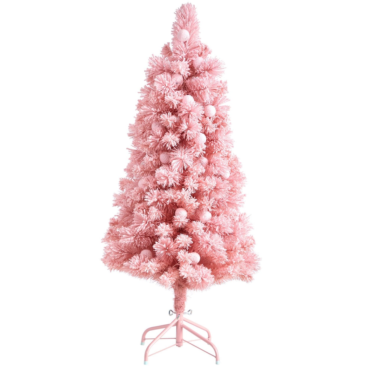 Árbol de Navidad rosado esmerilado de cachemira de 1,22 m con 30 luces LED globo multicolor gigantes