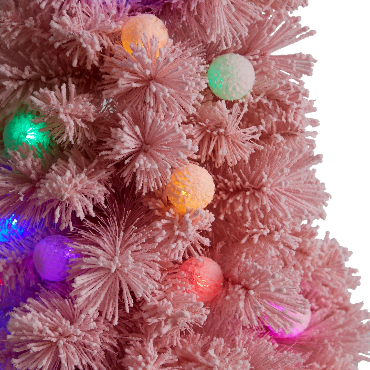 Árbol de Navidad rosado esmerilado de cachemira de 1,22 m con 30 luces LED globo multicolor gigantes