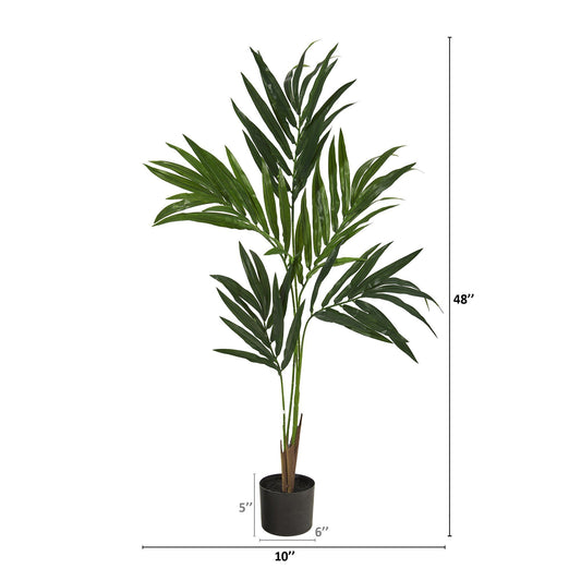 4’ Kentia artificial palm tree by Nearly Natural in a black pot on Tampa Home & Garden Store