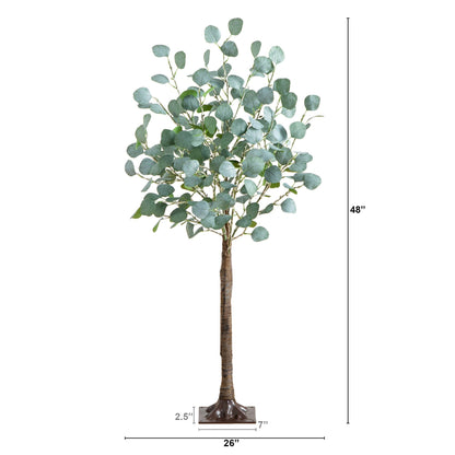 4 ft lighted eucalyptus tree by Nearly Natural with 240 warm white LED lights on Tampa Home & Garden Store
