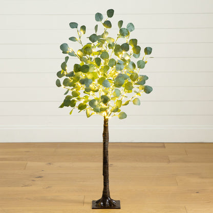 4 ft lighted artificial eucalyptus tree by Nearly Natural with 240 warm white LEDs on Tampa Home & Garden Store