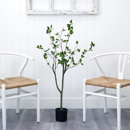 4' Minimalist Citrus Artificial Tree by Nearly Natural in black pot on Tampa Home & Garden Store