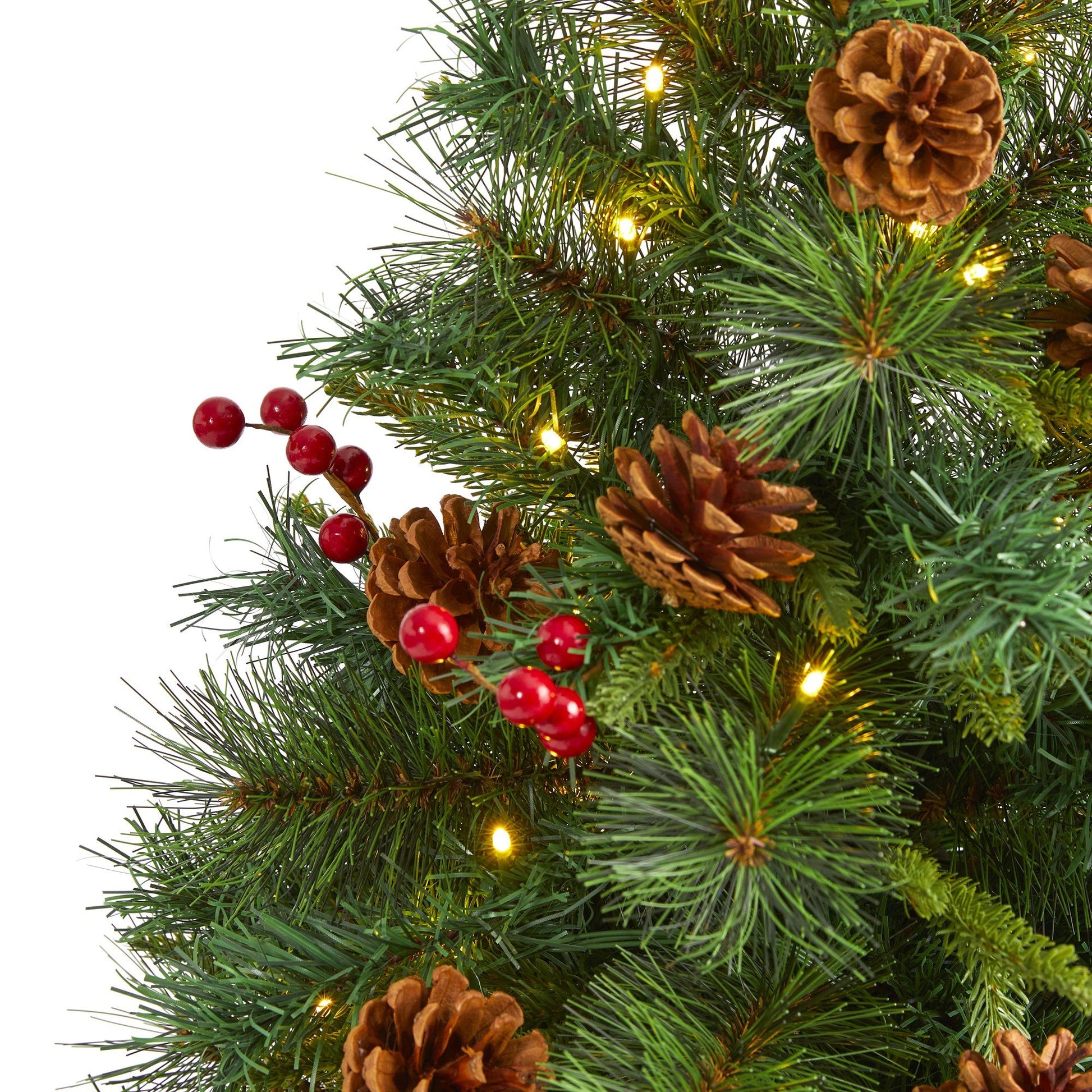 4’ Mixed Pine Artificial Christmas Tree by Nearly Natural with 100 Lights and Pine Cones on Tampa Home & Garden Store