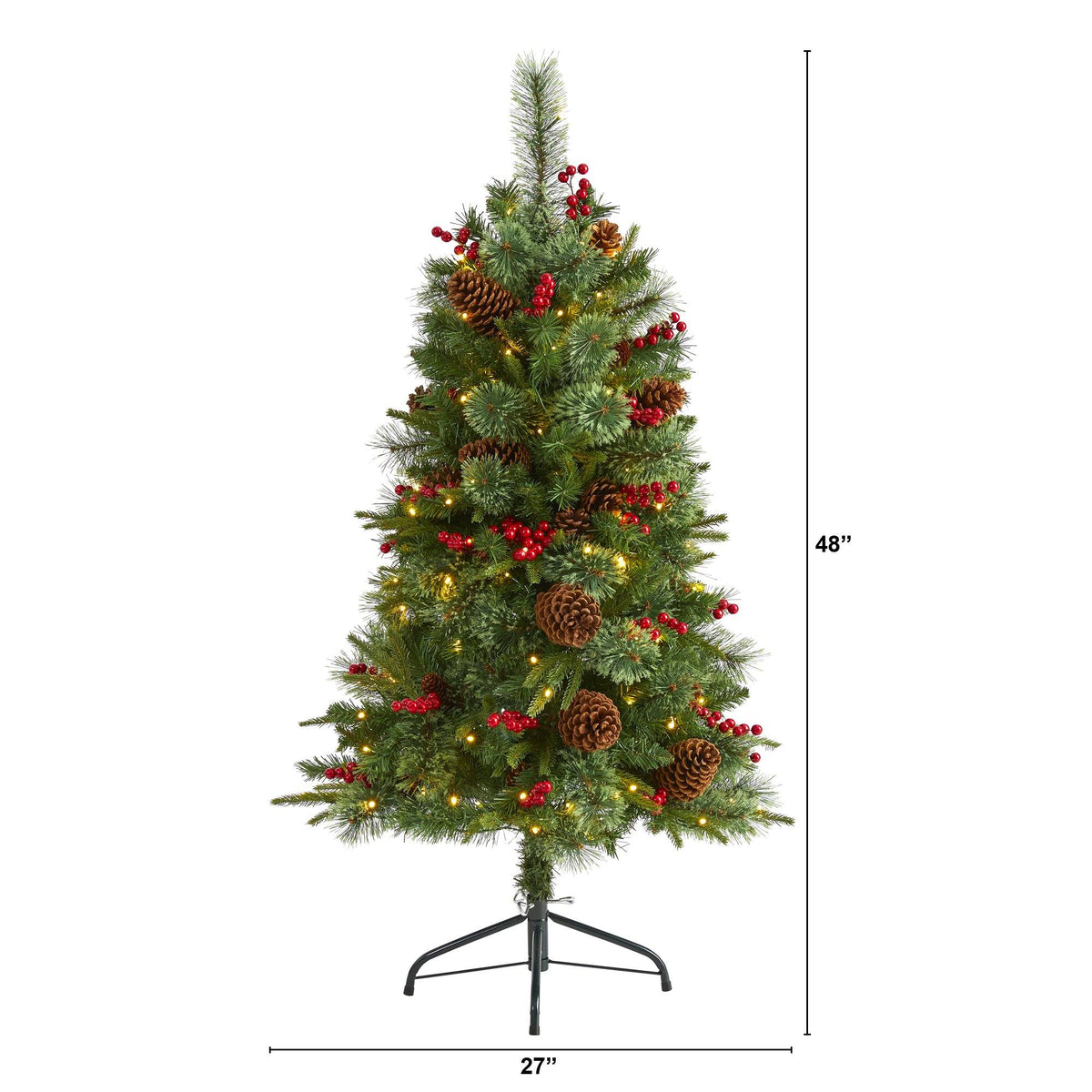 4 ft Nearly Natural Norway mixed pine Christmas tree with 150 LED lights on a metal stand on Tampa Home & Garden Store