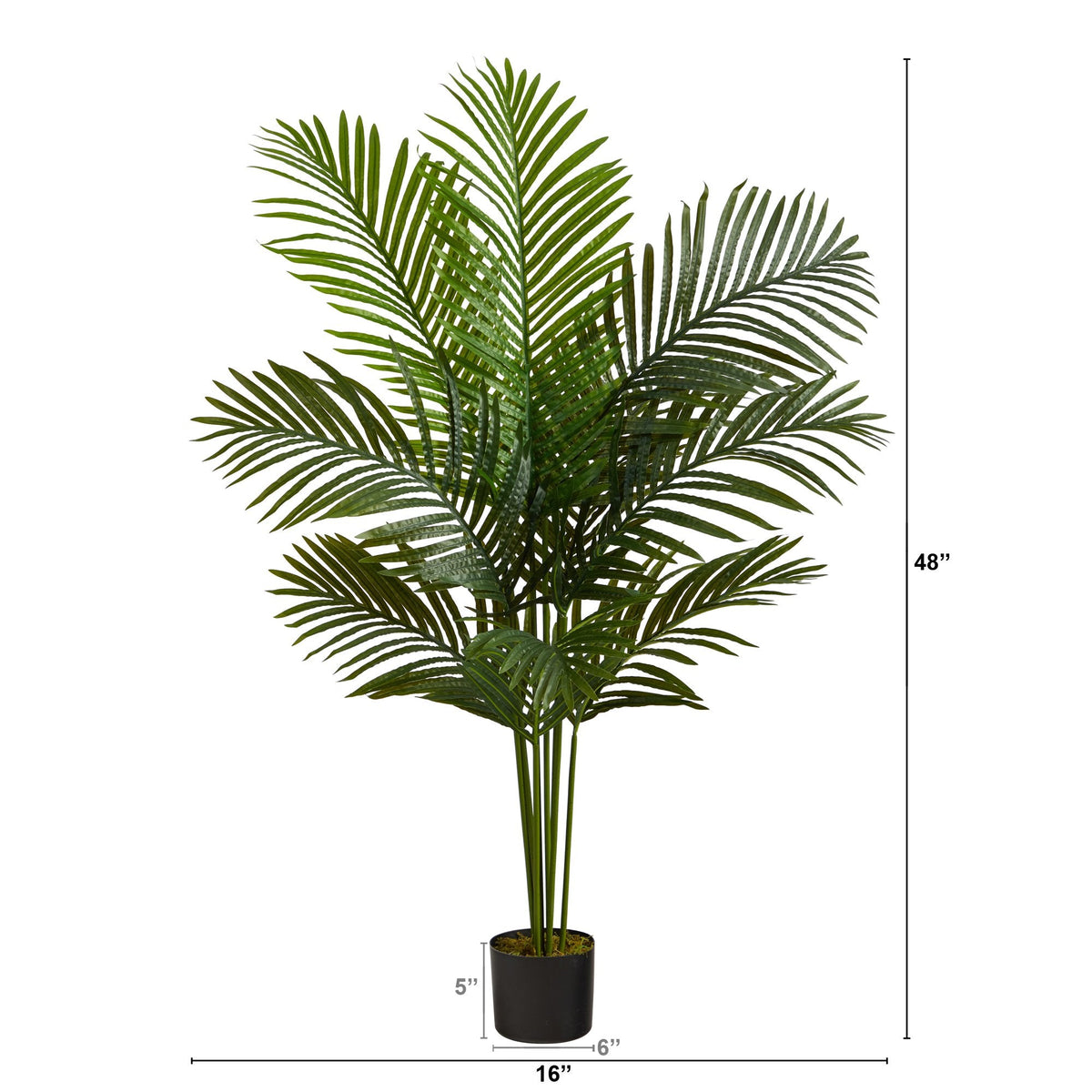 4’ Artificial Paradise Palm Tree by Nearly Natural in a black pot with vibrant green fronds on Tampa Home & Garden Store