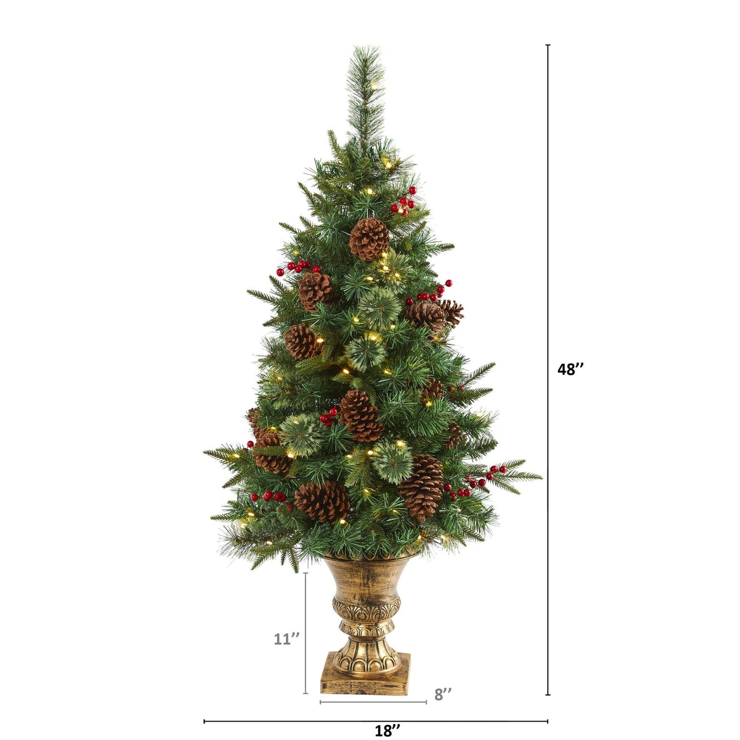 4 Ft Artificial Pine and Berries Christmas Tree