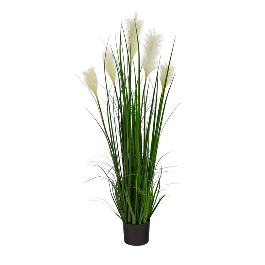 4 ft plum grass artificial plant in black pot, Nearly Natural non-flowering plant on Tampa Home & Garden Store