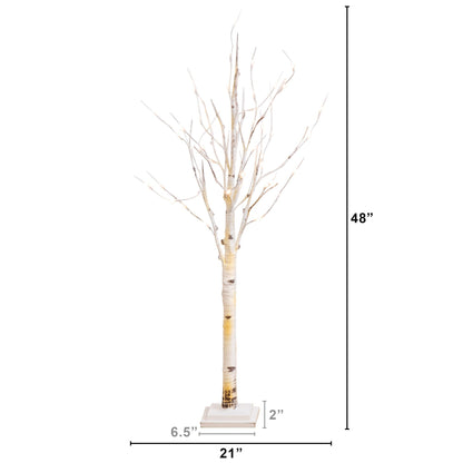 4 Ft Artificial Birch Tree with 50 Warm White