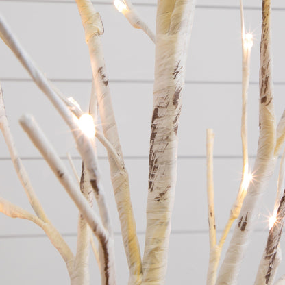 4 Ft Artificial Birch Tree with 50 Warm White