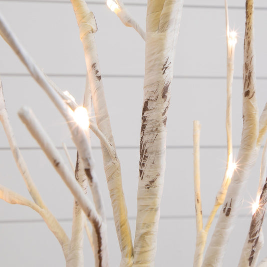 4' Pre-Lit Artificial Birch Tree with 50 Warm White LED Lights by Nearly Natural on Tampa Home & Garden Store