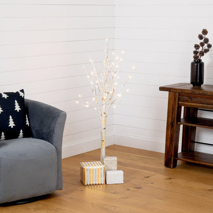 4 Ft Artificial Birch Tree with 50 Warm White