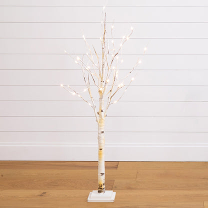 4 Ft Artificial Birch Tree with 50 Warm White