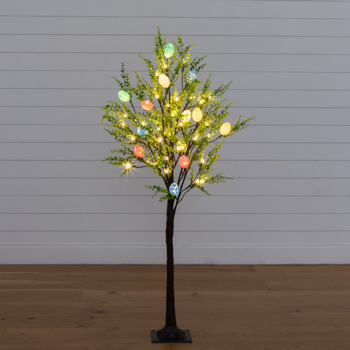 4 ft pre-lit Easter egg twig tree by Nearly Natural with greens and 48 warm white LED lights on Tampa Home & Garden Store