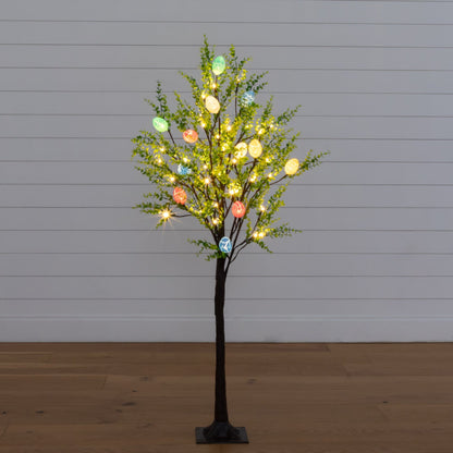 4 ft pre-lit Easter egg twig tree by Nearly Natural with greens and 48 warm white LED lights on Tampa Home & Garden Store
