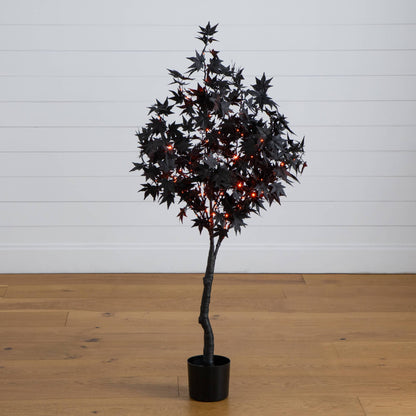 4 ft Nearly Natural pre-lit Halloween black maple tree with 180 orange & purple LEDs on Tampa Home & Garden Store