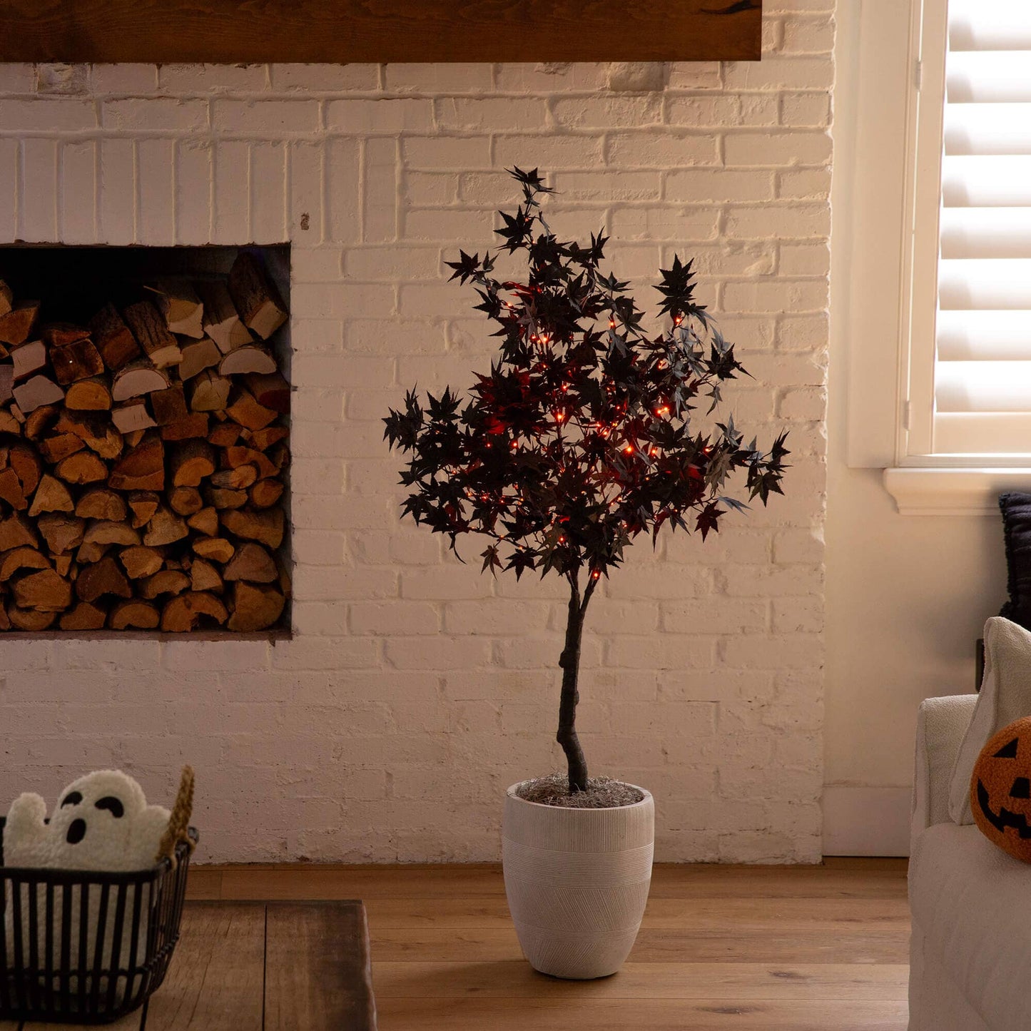 4' Halloween black maple tree by Nearly Natural, pre-lit with orange & purple LEDs on Tampa Home & Garden Store