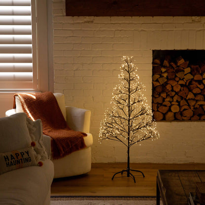 4' Halloween black starburst tree with 800 warm LEDs Nearly Natural pre-lit artificial tree on Tampa Home & Garden Store