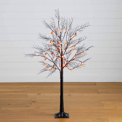 4' Pre-Lit Halloween Twig Tree with 24 Orange LED Pumpkin Shaped Lights by Nearly Natural on Tampa Home & Garden Store