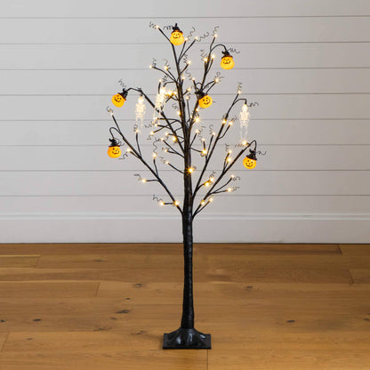 4 ft Nearly Natural pre-lit Halloween ornament tree with pumpkin lights, 64 warm white LEDs on Tampa Home & Garden Store