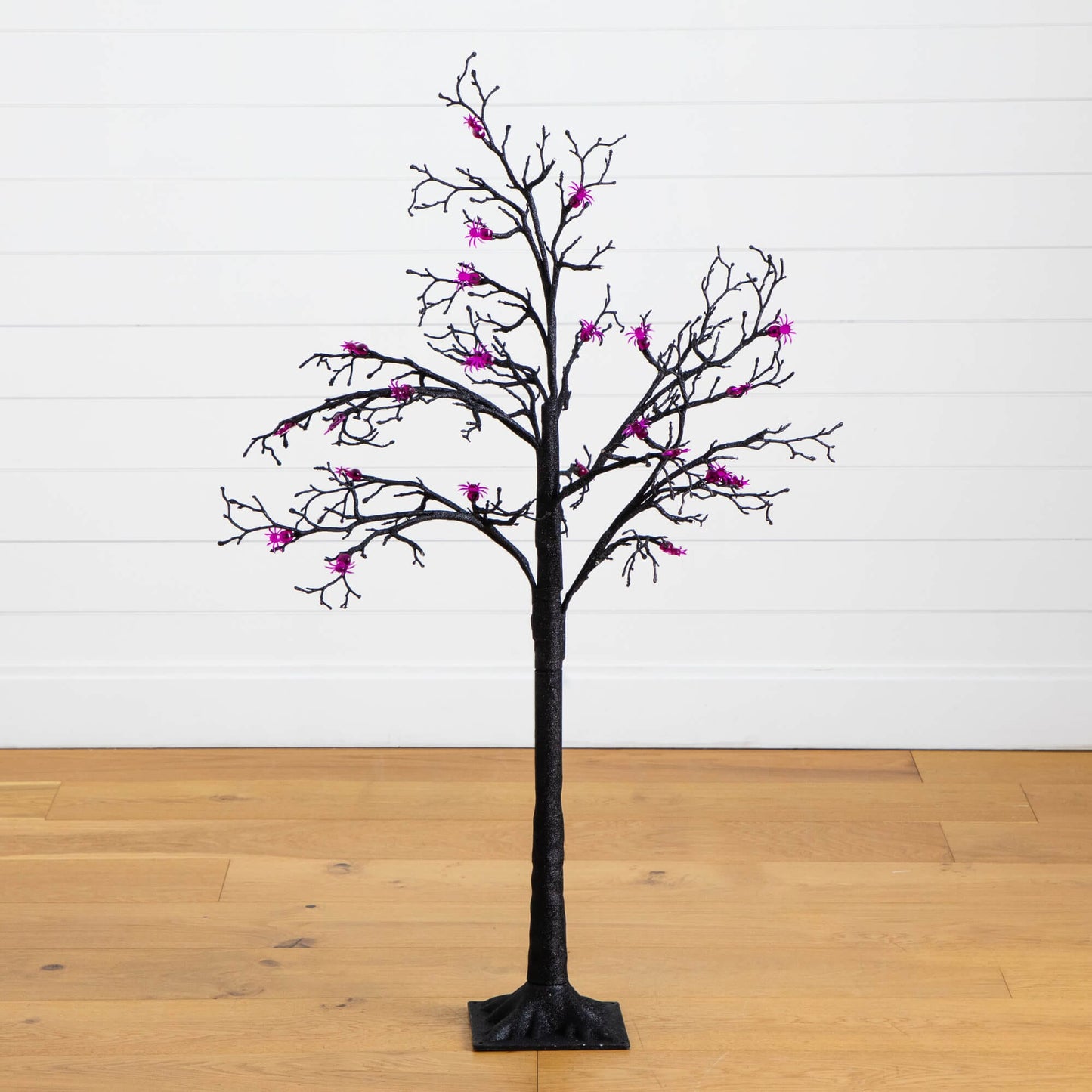 4 ft pre-lit Halloween spider twig tree with 48 purple LED lights black branches Nearly Natural on Tampa Home & Garden Store