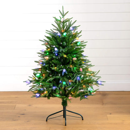 4 ft Nearly Natural Luxembourg Pine pre-lit artificial tree with 120 multicolor LED bulbs on Tampa Home & Garden Store