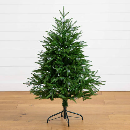 Tree Nearly Natural 4' Luxembourg Pine, pre-lit with 120 multicolor LED bulbs, on metal stand on Tampa Home & Garden Store