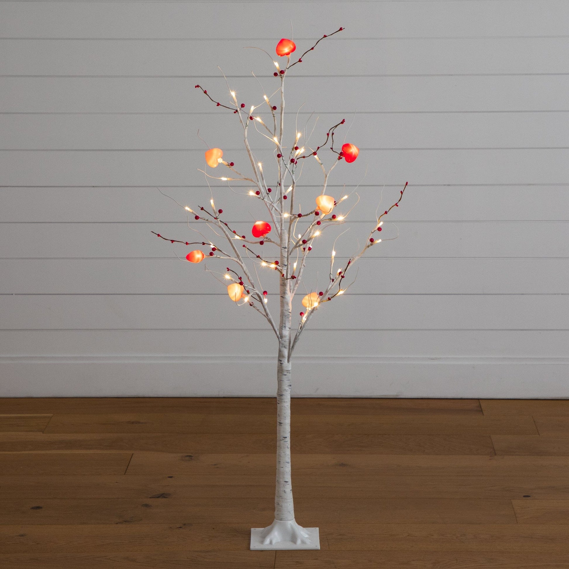 4 ft Pre-Lit Valentine's Twig Tree with 48 heart LEDs and red berries on Tampa Home & Garden Store