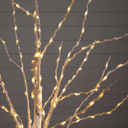 4 Ft White Birch and Color Changing Led Lights