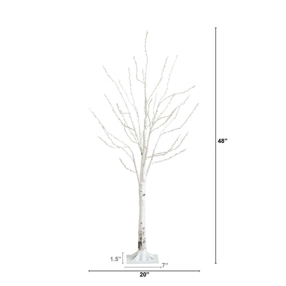 4 Ft White Birch and Color Changing Led Lights