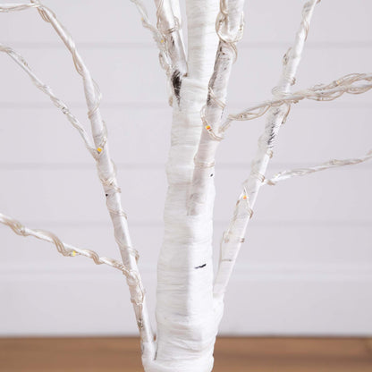 4 Ft White Birch and Color Changing Led Lights