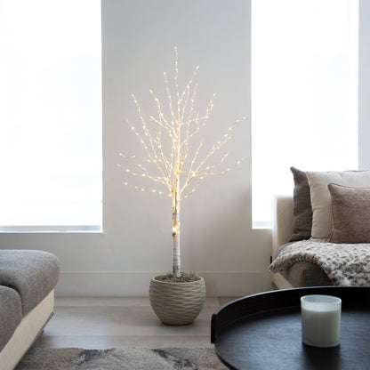 4 Ft White Birch and Color Changing Led Lights