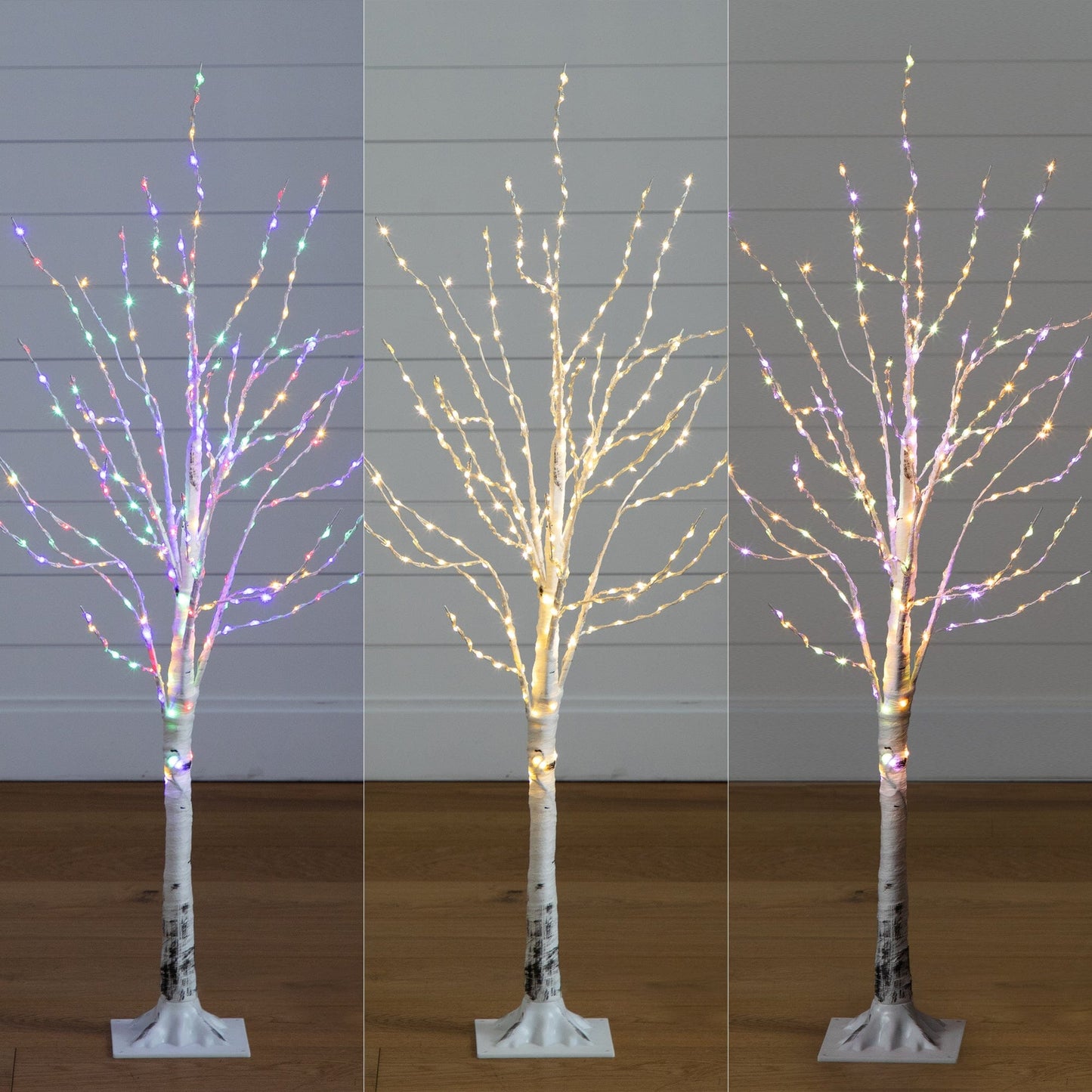 4 Ft White Birch and Color Changing Led Lights