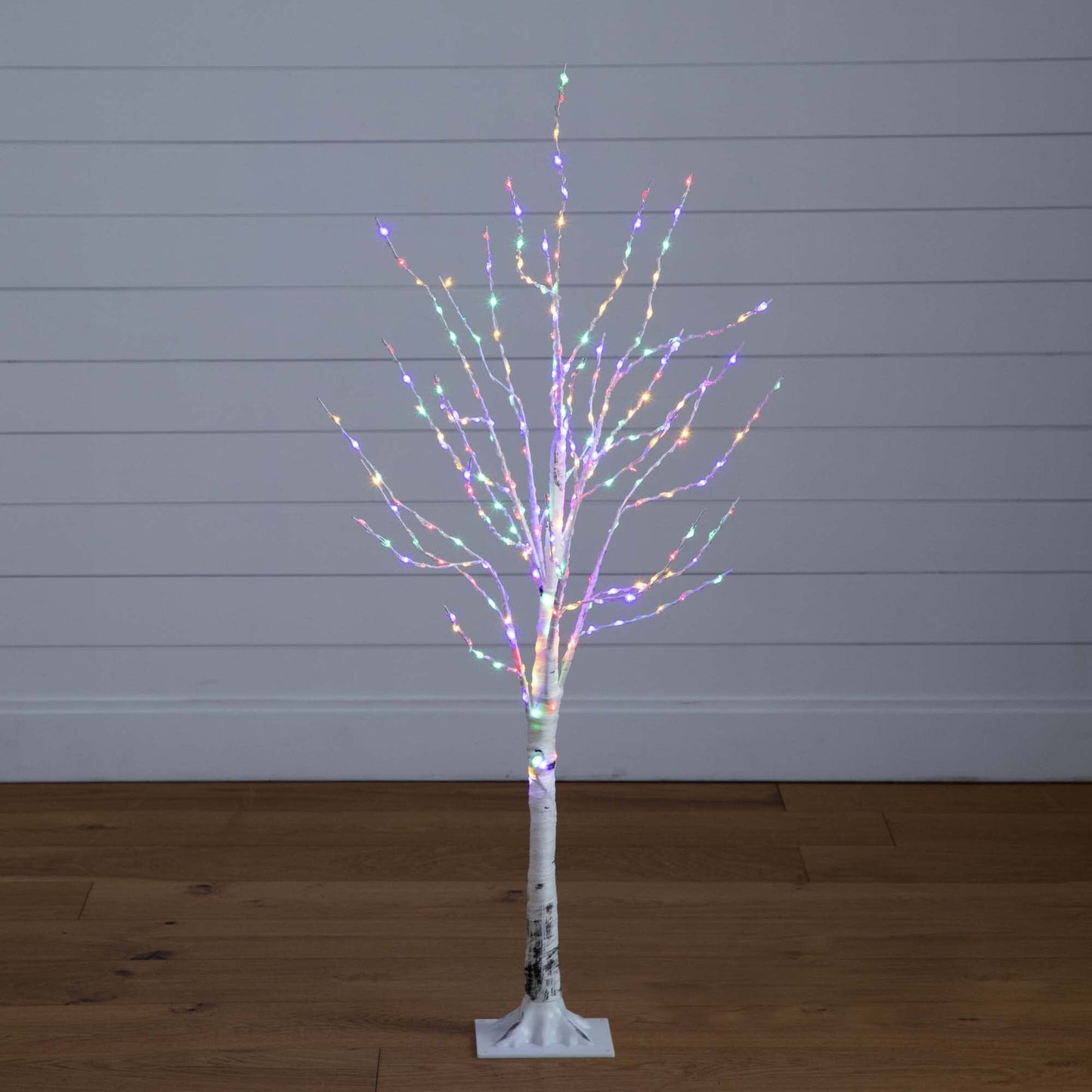 4 Ft White Birch and Color Changing Led Lights