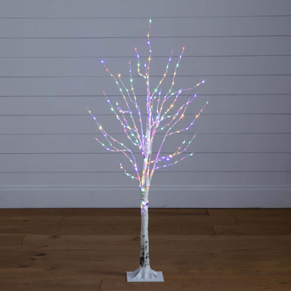 4 Ft White Birch and Color Changing Led Lights