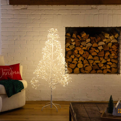 4' Pre-Lit Artificial White Starburst Tree, Nearly Natural, 800 warm white LEDs on Tampa Home & Garden Store