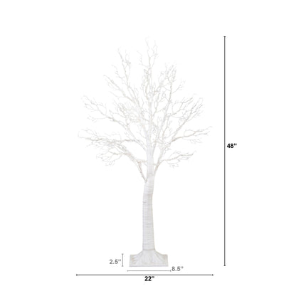 4ft Artificial White Twig Tree with Led Lights