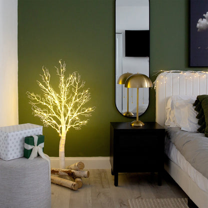 4ft Artificial White Twig Tree with Led Lights