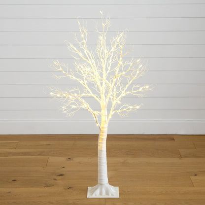 4ft Artificial White Twig Tree with Led Lights