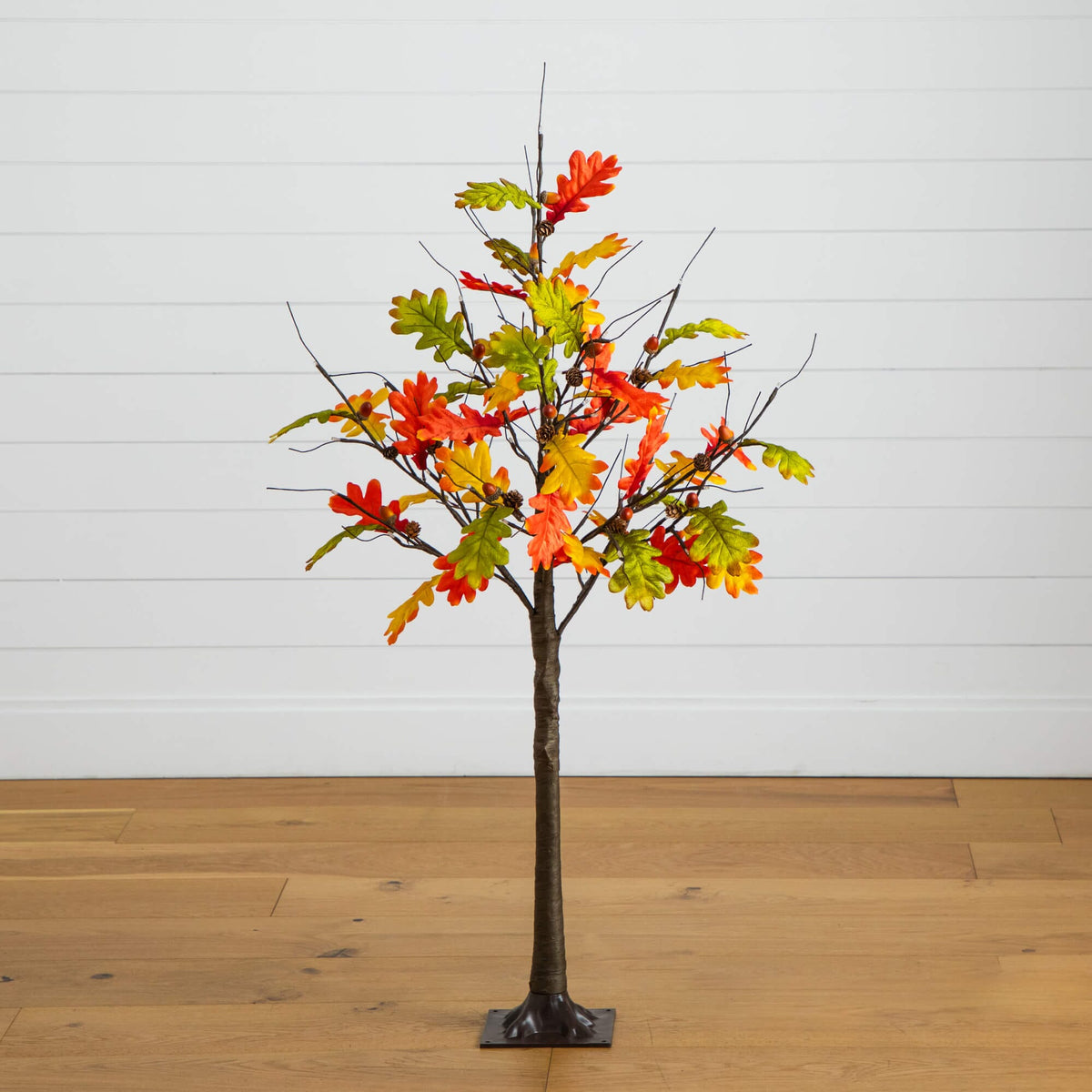 4 ft Nearly Natural pre-lit autumn maple artificial tree with pinecones and acorns 60 LEDs on Tampa Home & Garden Store