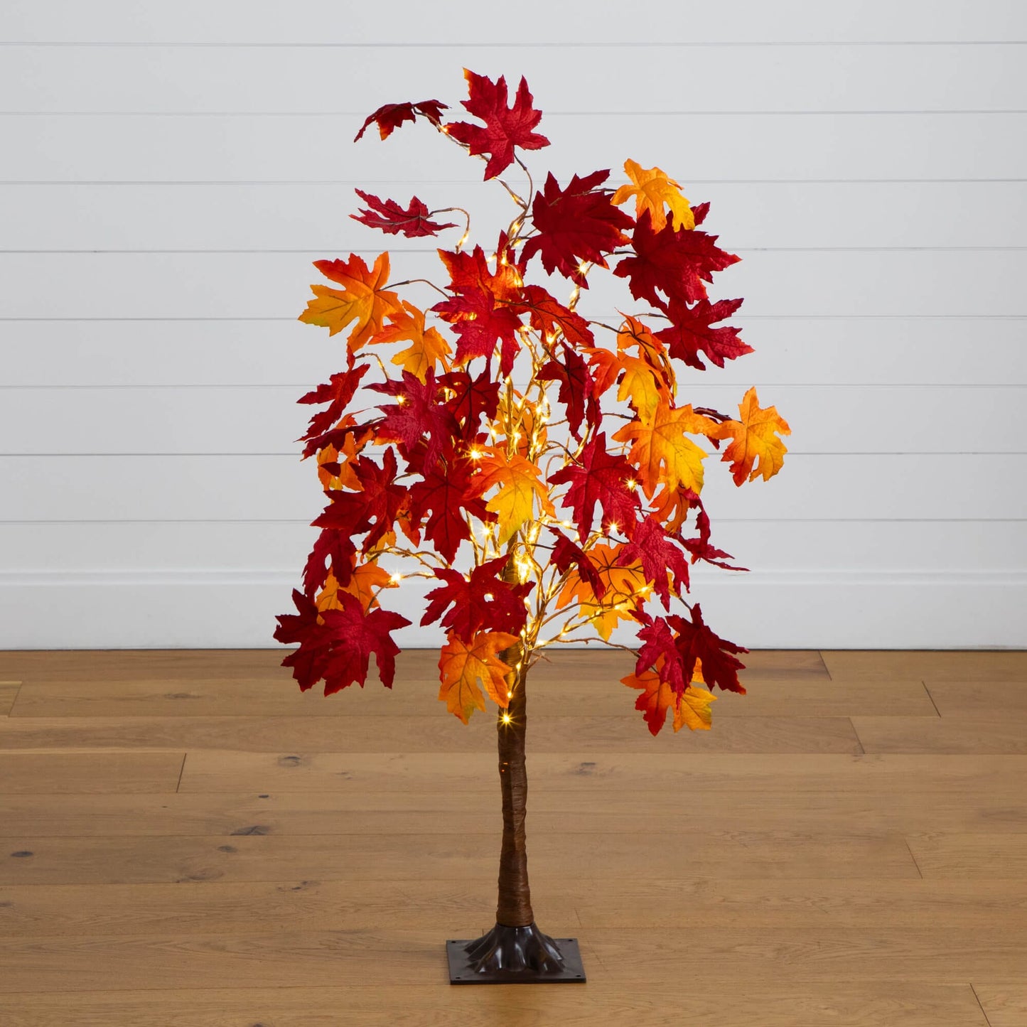 Tree: 4 ft pre-lit Autumn Weeping Maple with 180 LEDs red/orange leaves Nearly Natural on Tampa Home & Garden Store