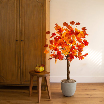 4' Pre-Lit Autumn Maple artificial tree with 68 warm white LEDs by Nearly Natural on Tampa Home & Garden Store