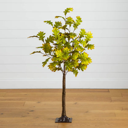 4 ft Pre-Lit Green Autumn Oak artificial tree with 150 warm white LEDs Nearly Natural on Tampa Home & Garden Store