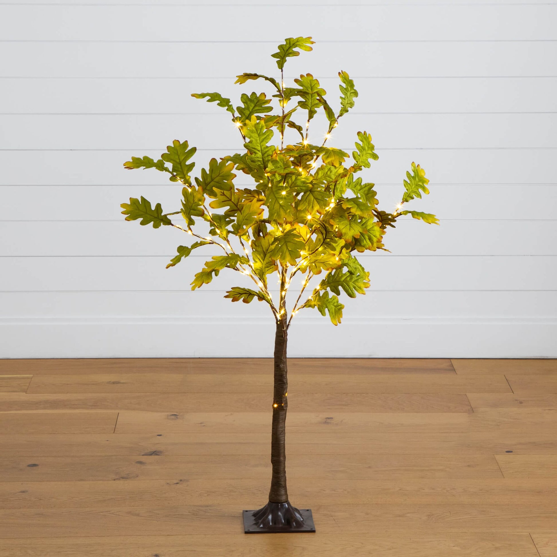 4' pre-lit autumn oak artificial tree by Nearly Natural with 150 warm white LEDs on black base on Tampa Home & Garden Store