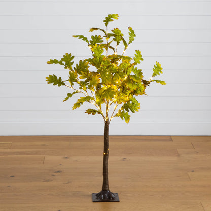 4' pre-lit autumn oak artificial tree by Nearly Natural with 150 warm white LEDs on black base on Tampa Home & Garden Store