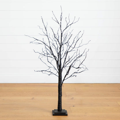 4 ft Nearly Natural Halloween black twig artificial tree with orange & purple LEDs on Tampa Home & Garden Store