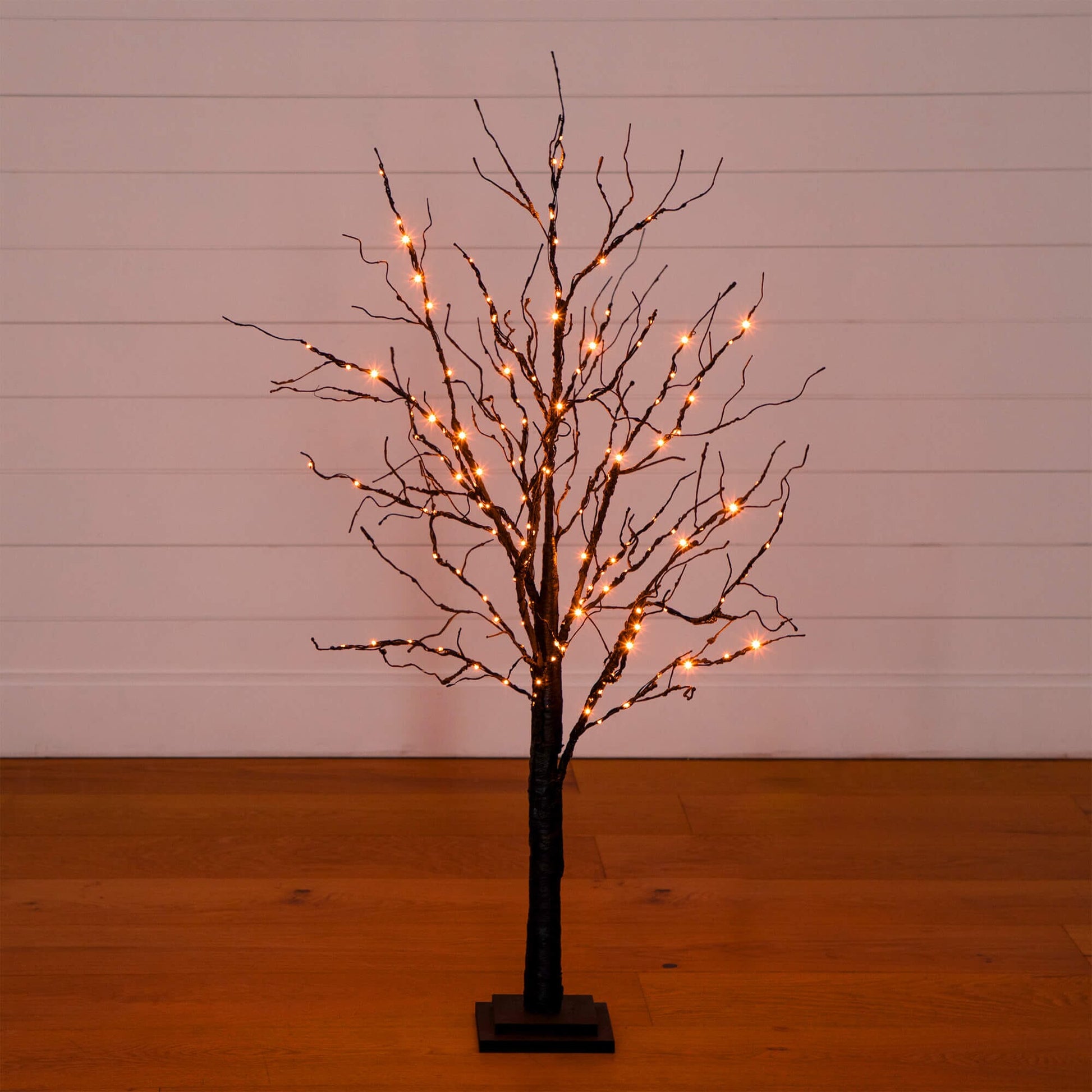 4ft pre-lit Halloween black twig tree by Nearly Natural with 180 orange and purple LEDs on Tampa Home & Garden Store
