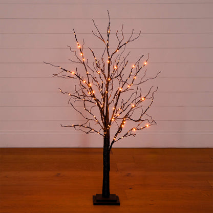 4ft pre-lit Halloween black twig tree by Nearly Natural with 180 orange and purple LEDs on Tampa Home & Garden Store
