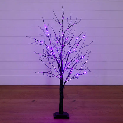 Nearly Natural 4 ft pre-lit Halloween black twig tree with 180 orange and purple LEDs on Tampa Home & Garden Store